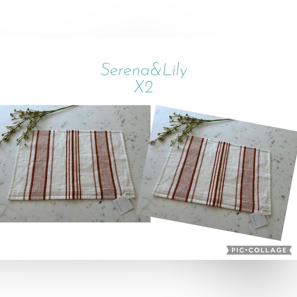 Serena & Lily Red and White Striped set of pillows covers